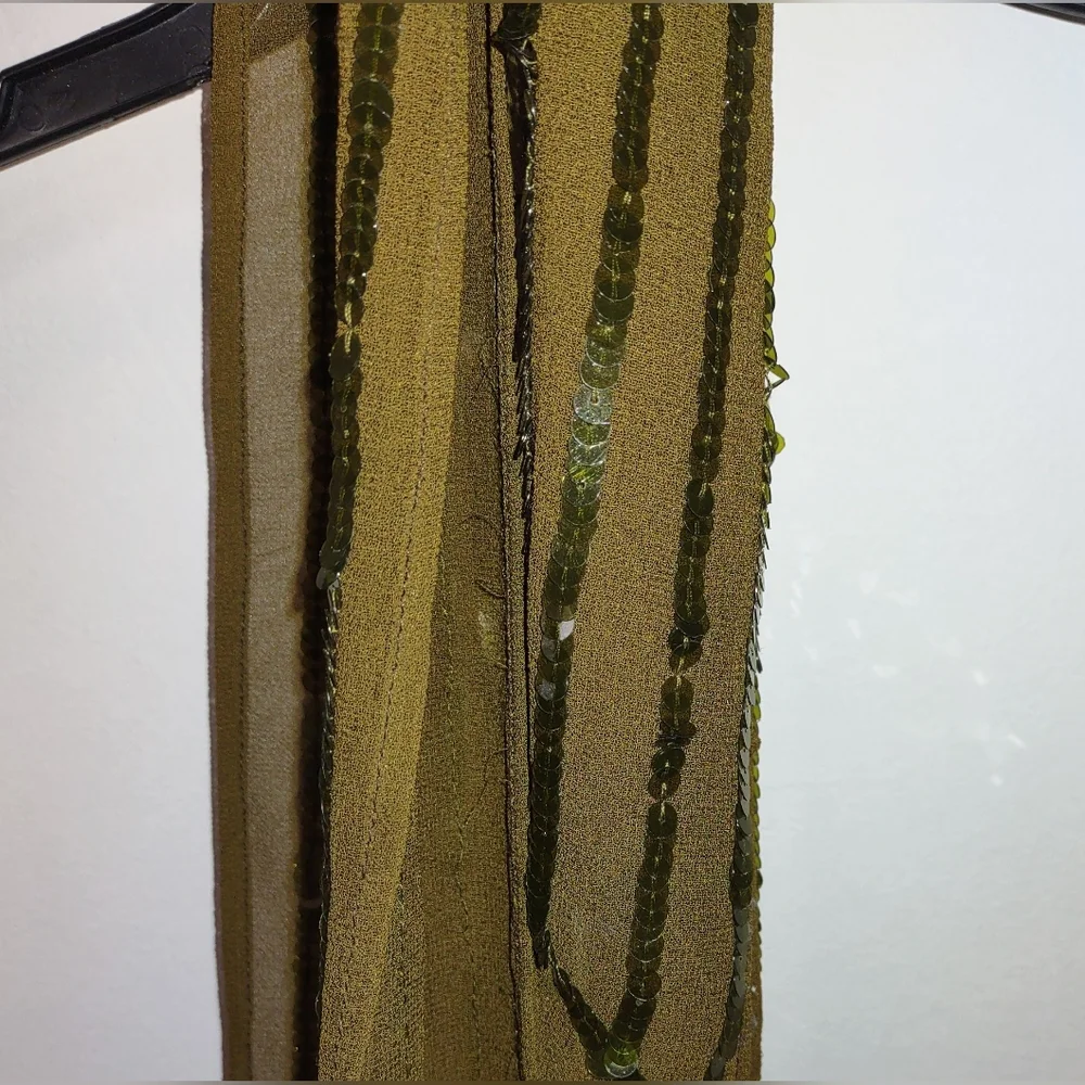 Olive Green Sequin Scarf